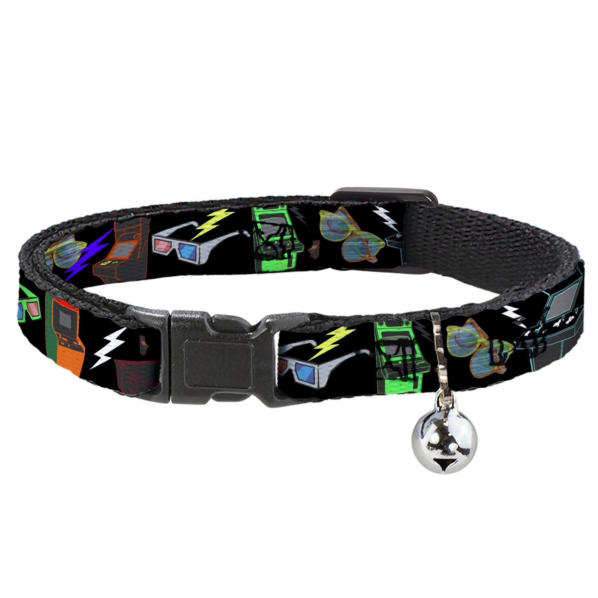 Cat Collar Breakaway - Eighties Arcade Black Breakaway Cat Collars Buckle-Down