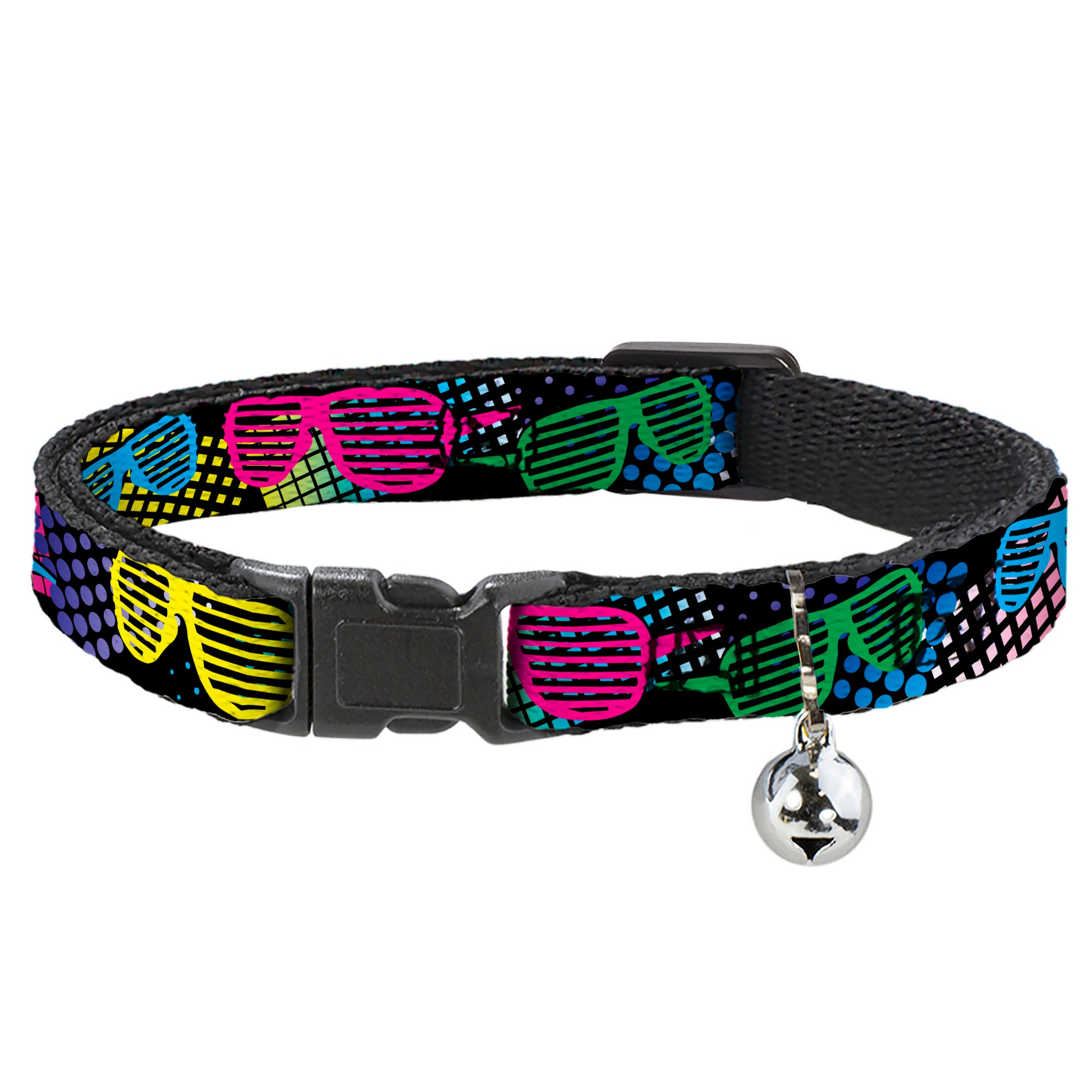 Cat Collar Breakaway - Eighties Shades Black Neon Breakaway Cat Collars Buckle-Down
