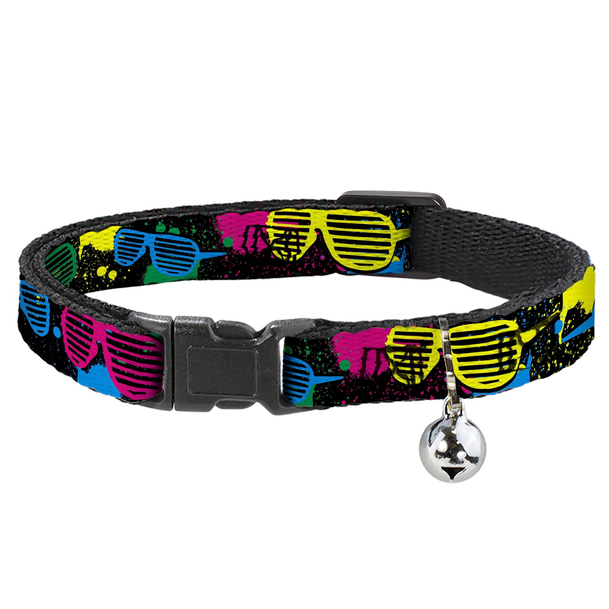 Cat Collar Breakaway - Eighties Shades Splatter Black Neon Breakaway Cat Collars Buckle-Down