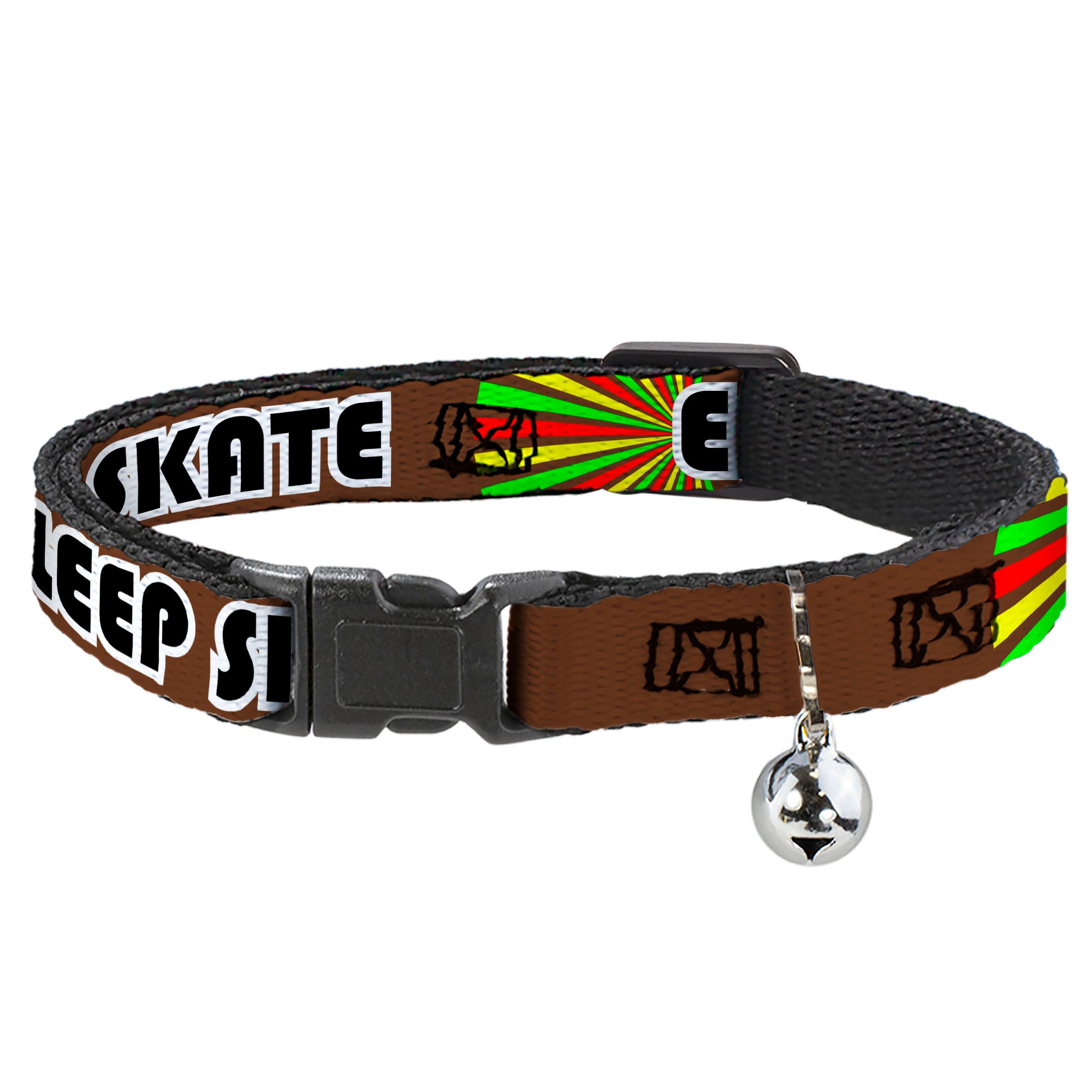 Cat Collar Breakaway - EAT SLEEP SKATE Brown Rasta Burst Breakaway Cat Collars Buckle-Down