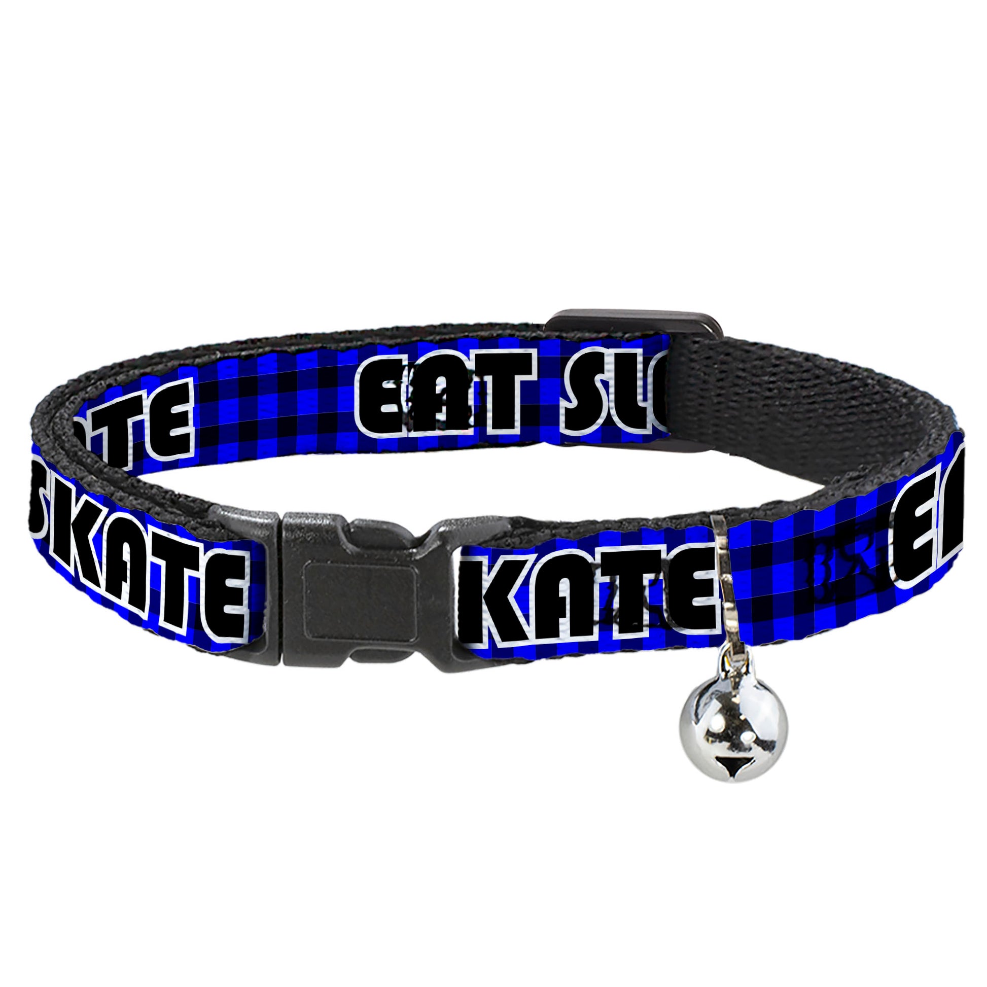 Cat Collar Breakaway - EAT SLEEP SKATE Buffalo Plaid Blue Breakaway Cat Collars Buckle-Down