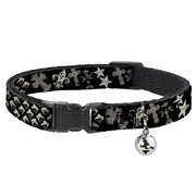 Cat Collar Breakaway - Elegant Crosses Stars Studs Black Grays Breakaway Cat Collars Buckle-Down