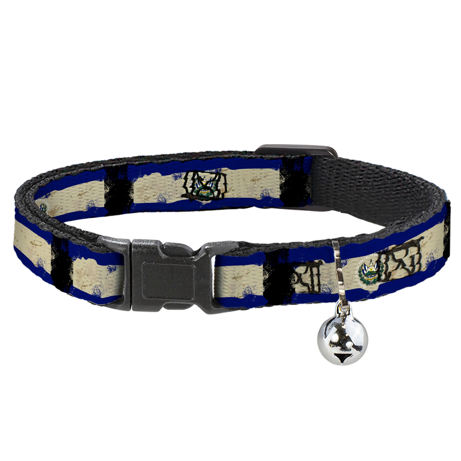 Cat Collar Breakaway - El Salvador Flag Distressed Painting Breakaway Cat Collars Buckle-Down