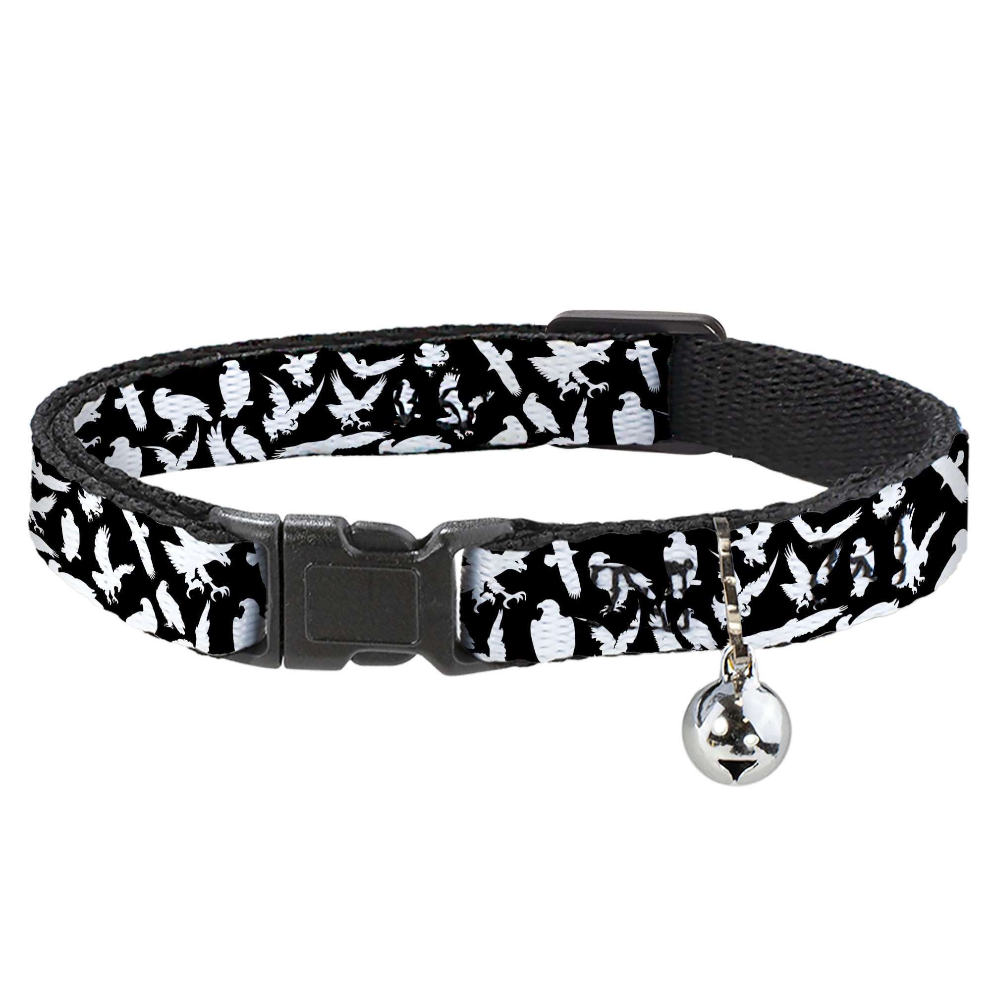 Cat Collar Breakaway - Eagle Silhouettes Scattered Black White Breakaway Cat Collars Buckle-Down