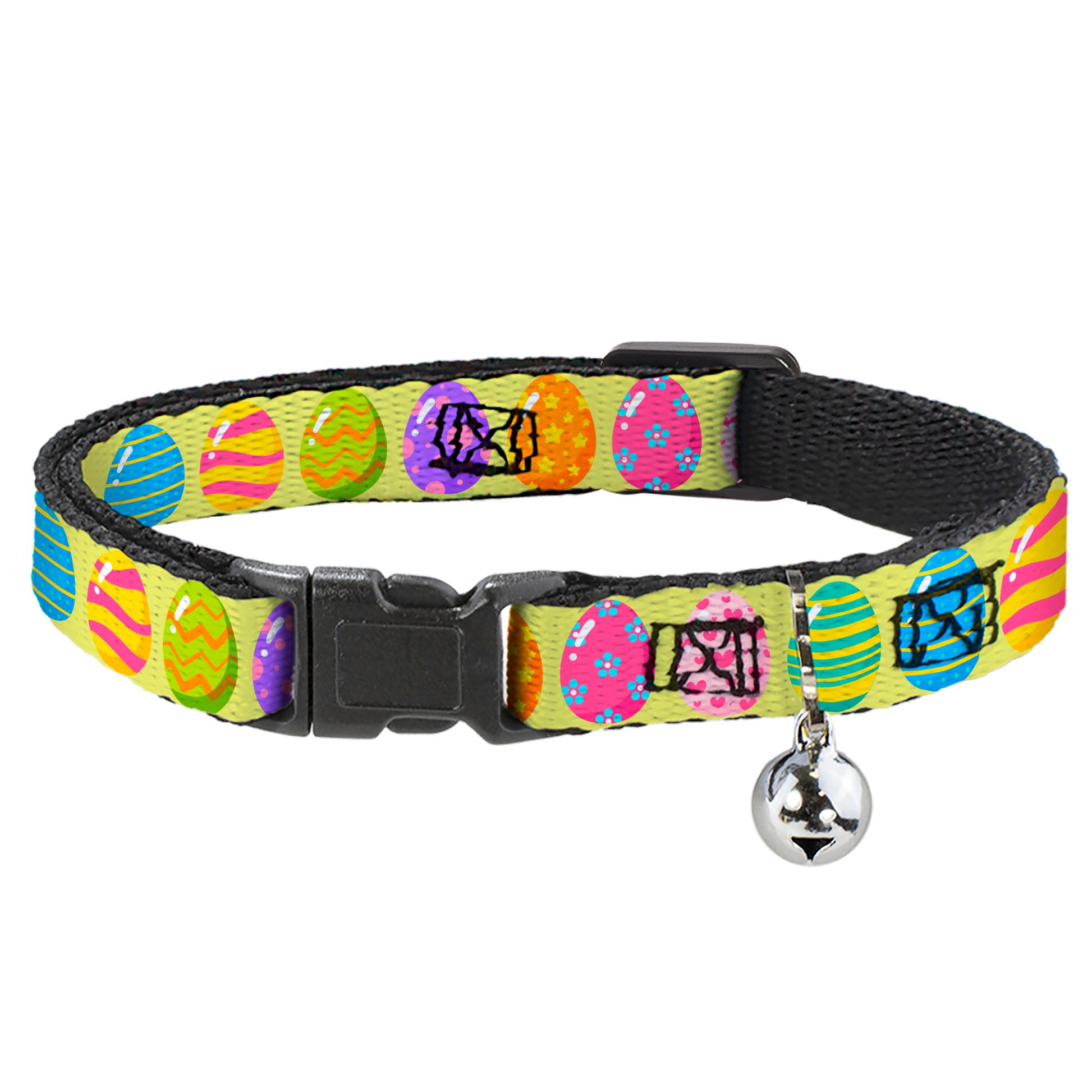 Breakaway Cat Collar with Bell - Easter Eggs Decorated Eggs Yellow/Multi Color Breakaway Cat Collars Buckle-Down