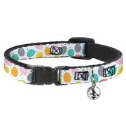 Breakaway Cat Collar with Bell - Easter Eggs Decorated Eggs Scattered White/Multi Color Breakaway Cat Collars Buckle-Down