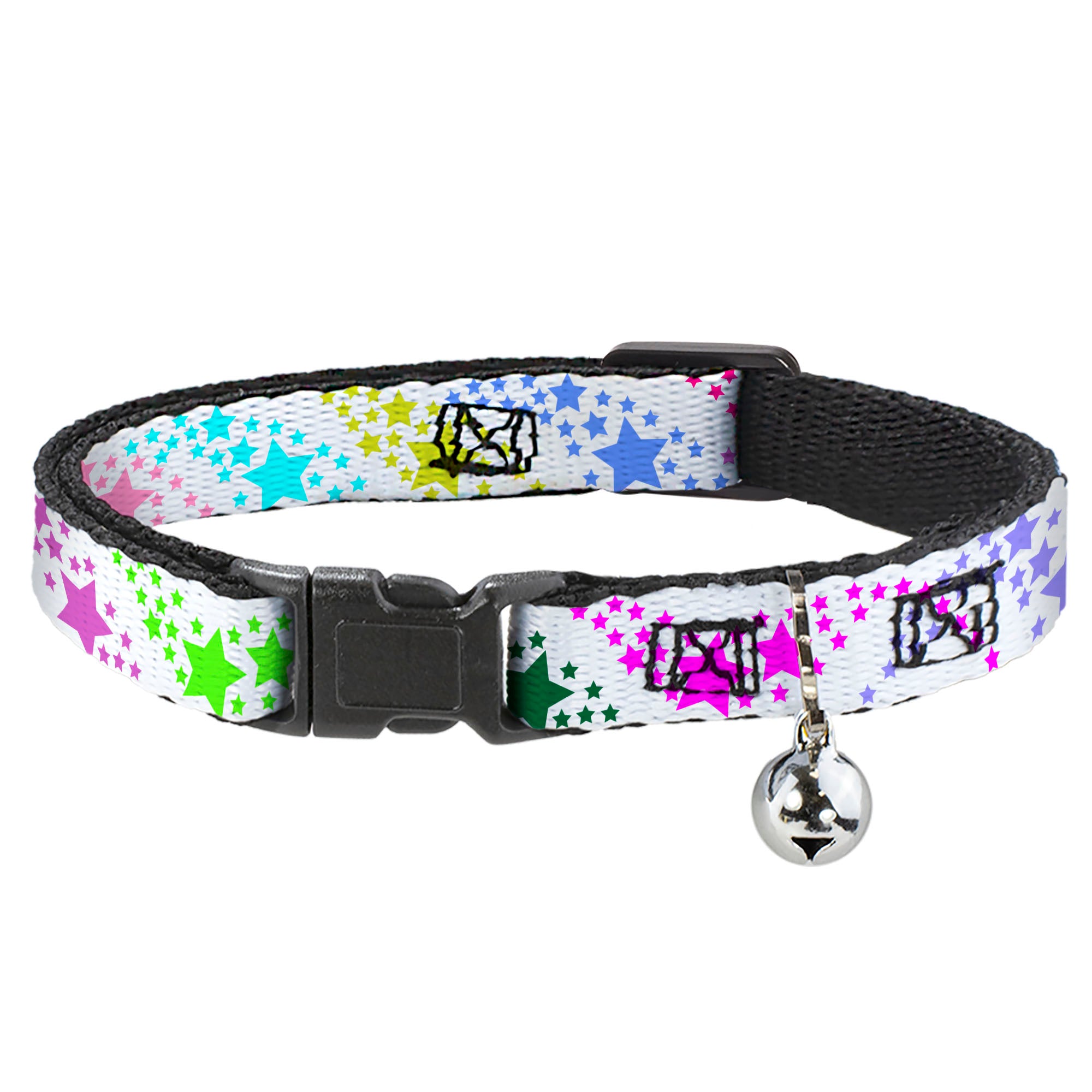 Cat Collar Breakaway - Falling Stars White Multi Color Breakaway Cat Collars Buckle-Down