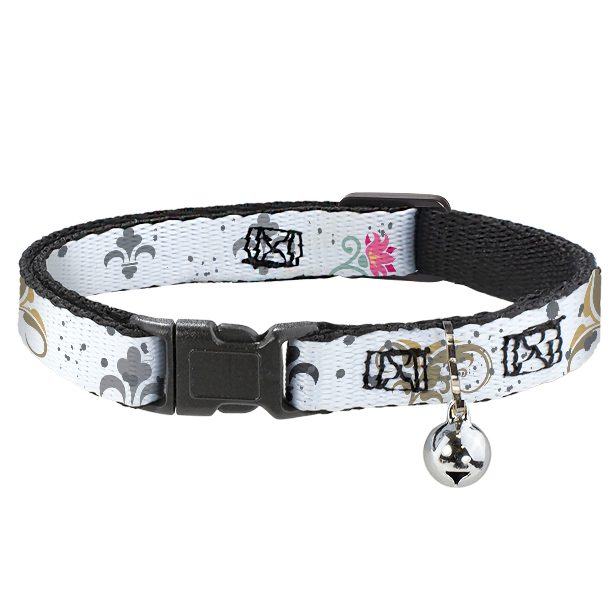Cat Collar Breakaway - Flower Splatter White Gray Breakaway Cat Collars Buckle-Down