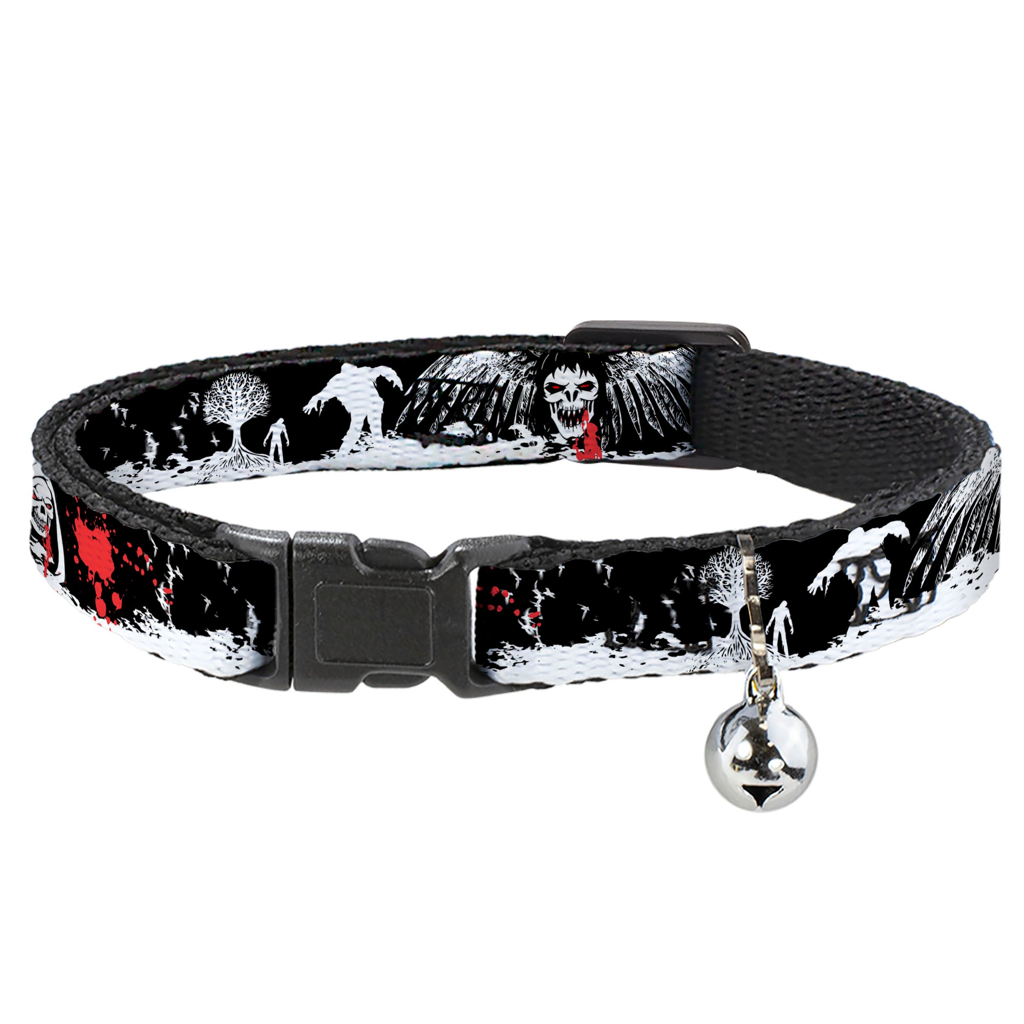Cat Collar Breakaway - Fright Night Black White Red Breakaway Cat Collars Buckle-Down