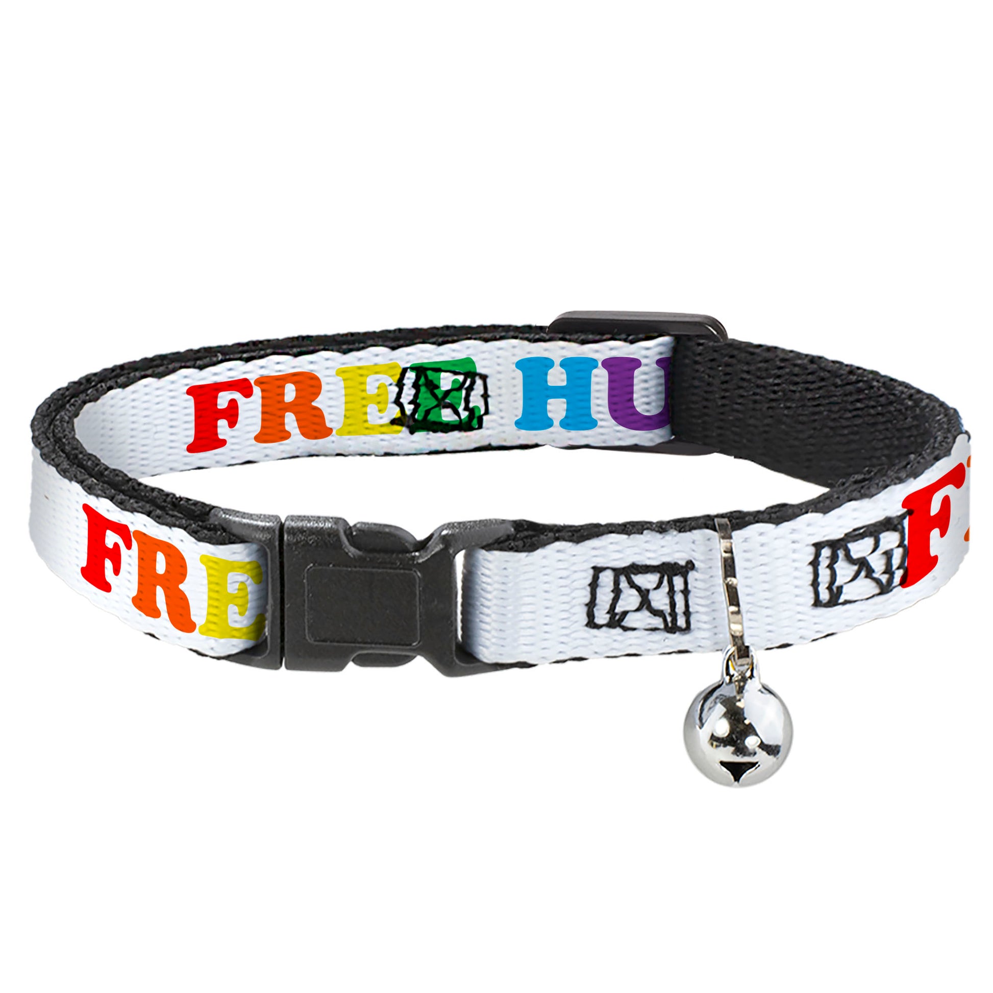 Cat Collar Breakaway - FREE HUGS White Multi Color Breakaway Cat Collars Buckle-Down