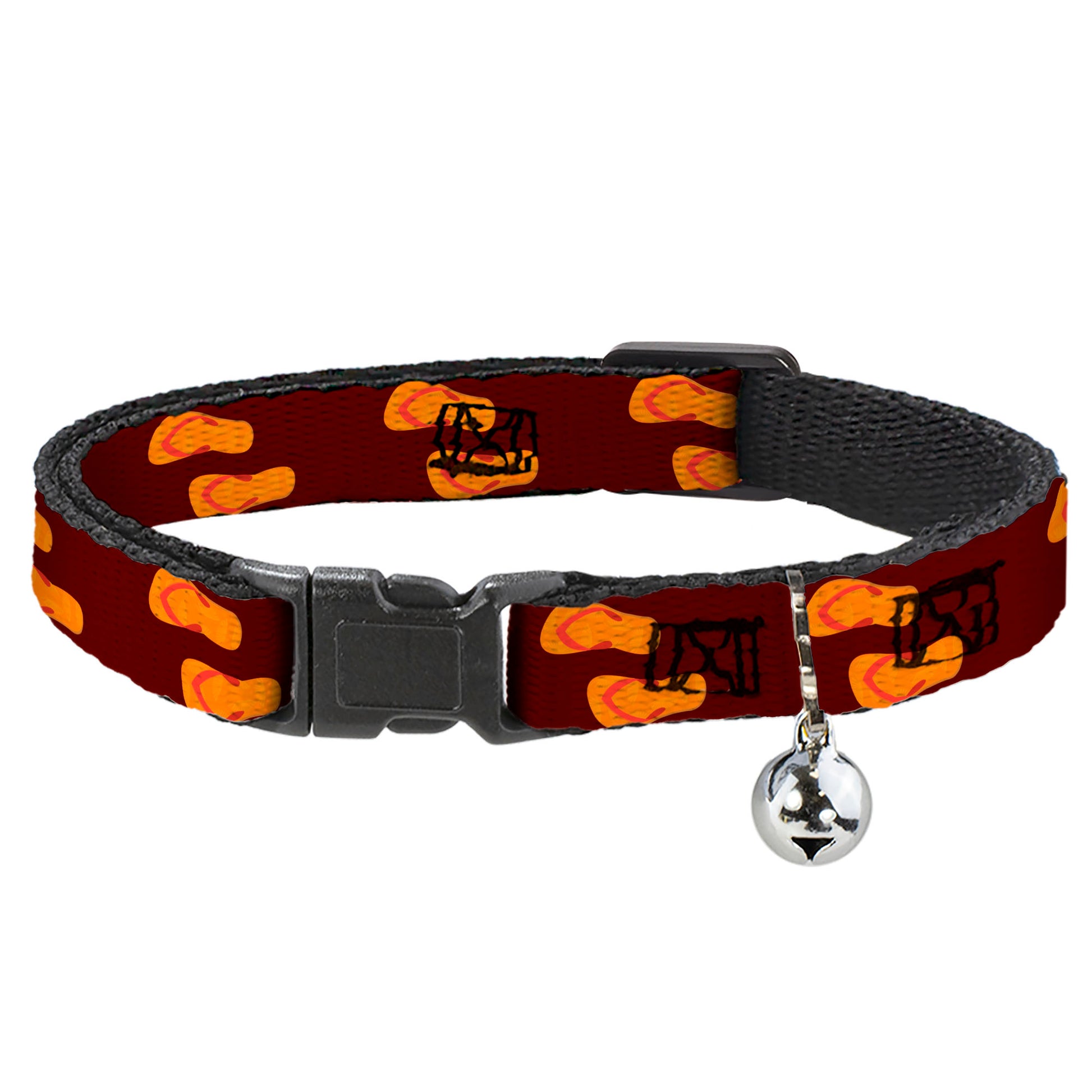 Cat Collar Breakaway - Flip Flops Burgundy Orange Breakaway Cat Collars Buckle-Down
