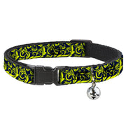 Cat Collar Breakaway - Filigree Navy Yellow Breakaway Cat Collars Buckle-Down