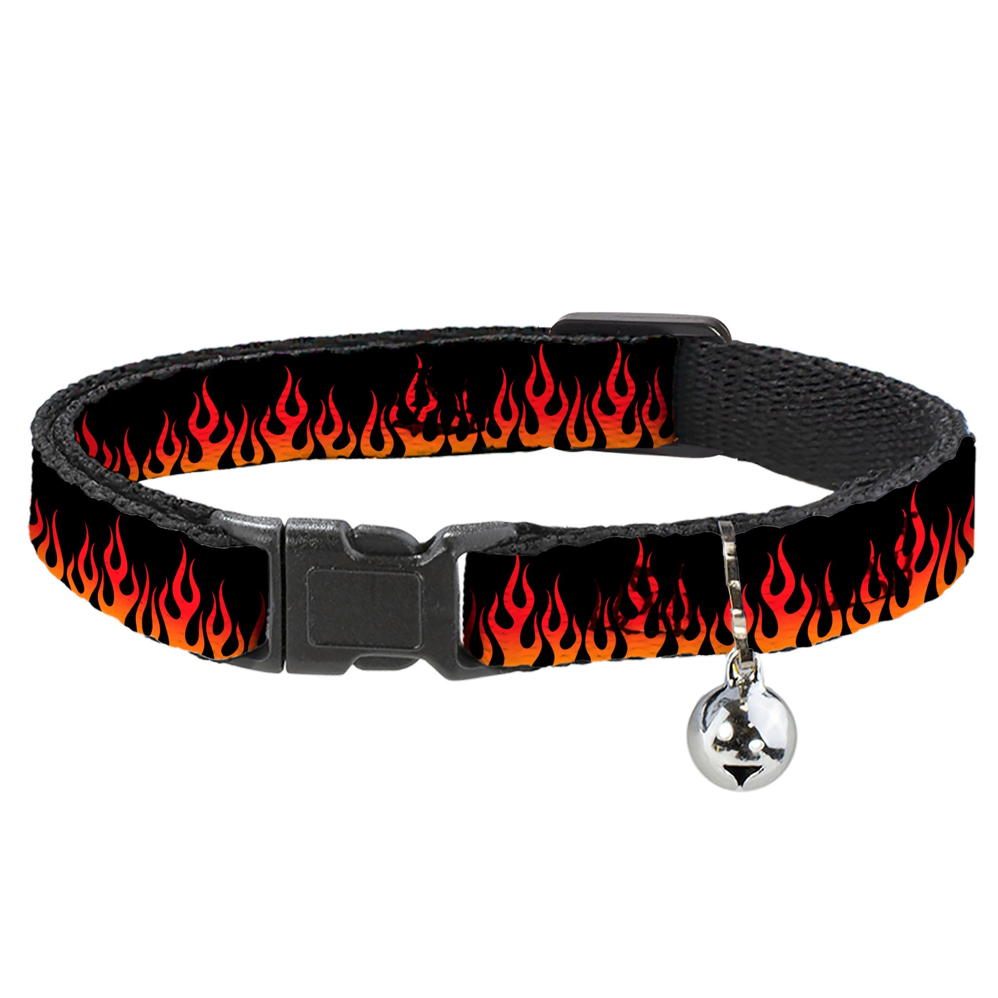 Cat Collar Breakaway - Flames Black Orange Red Breakaway Cat Collars Buckle-Down