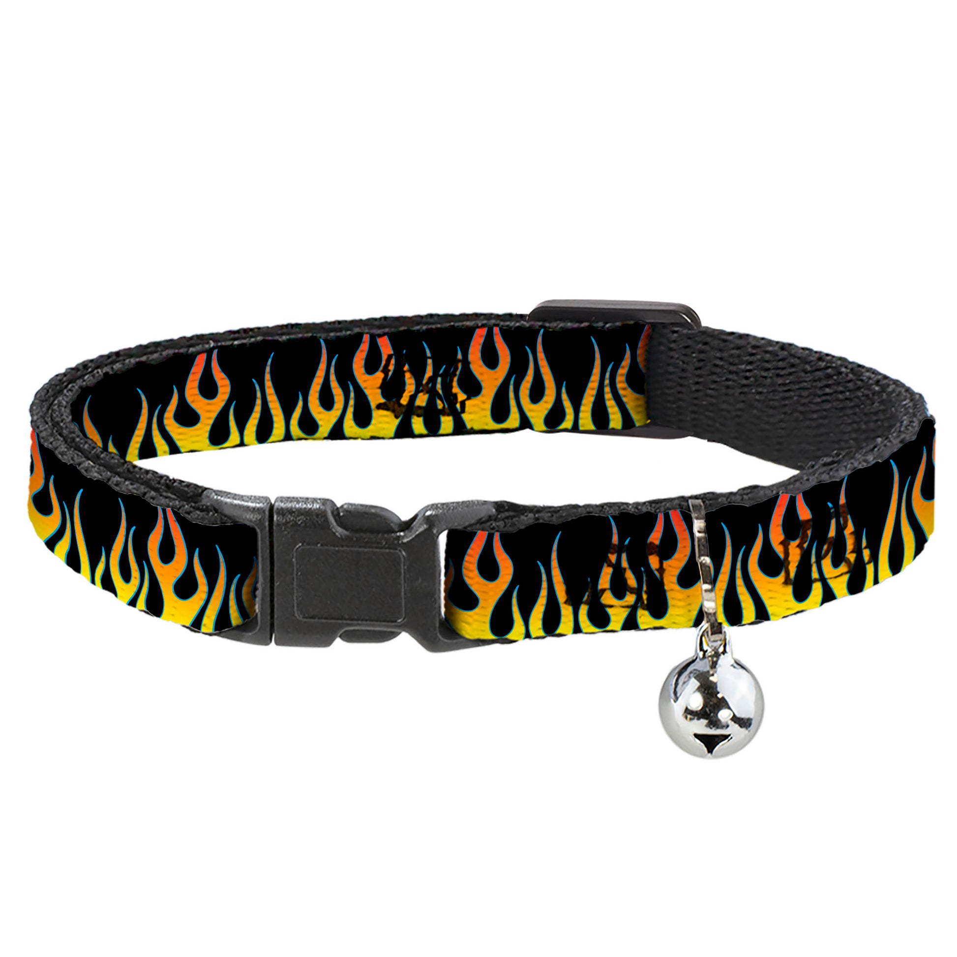 Cat Collar Breakaway - Flames Black Yellow Orange Breakaway Cat Collars Buckle-Down