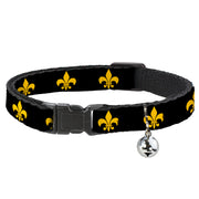 Cat Collar Breakaway - Fleur-de-Lis Black Yellow Breakaway Cat Collars Buckle-Down