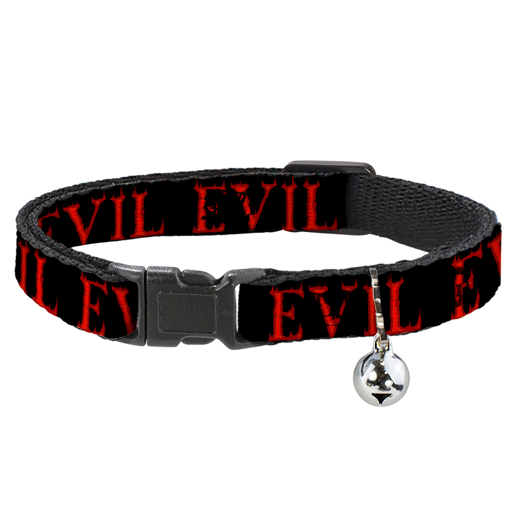 Cat Collar Breakaway - Flaming EVIL Black Red Breakaway Cat Collars Buckle-Down