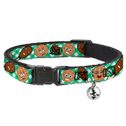 Cat Collar Breakaway - Fried Chicken & Waffles Plaid White Green Breakaway Cat Collars Buckle-Down