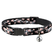 Cat Collar Breakaway - Flying Pigs Black White Pink Breakaway Cat Collars Buckle-Down