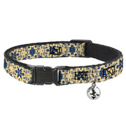 Cat Collar Breakaway - Floral Collage Tan Blue Breakaway Cat Collars Buckle-Down
