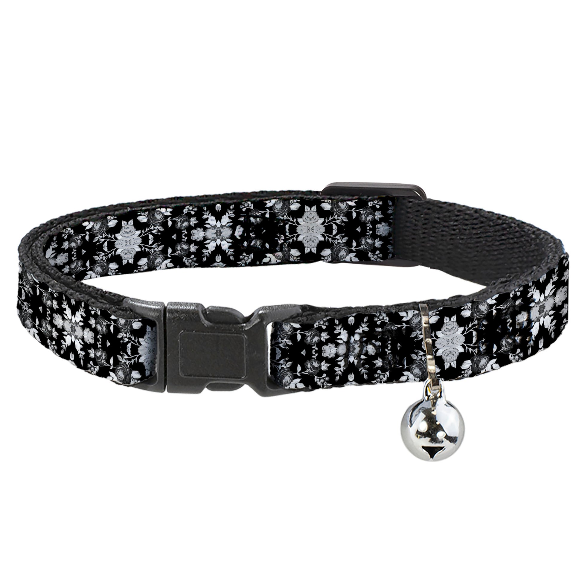 Cat Collar Breakaway - Floral Collage Black Gray White Breakaway Cat Collars Buckle-Down