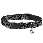 Cat Collar Breakaway - Floral Paisley Black White Breakaway Cat Collars Buckle-Down