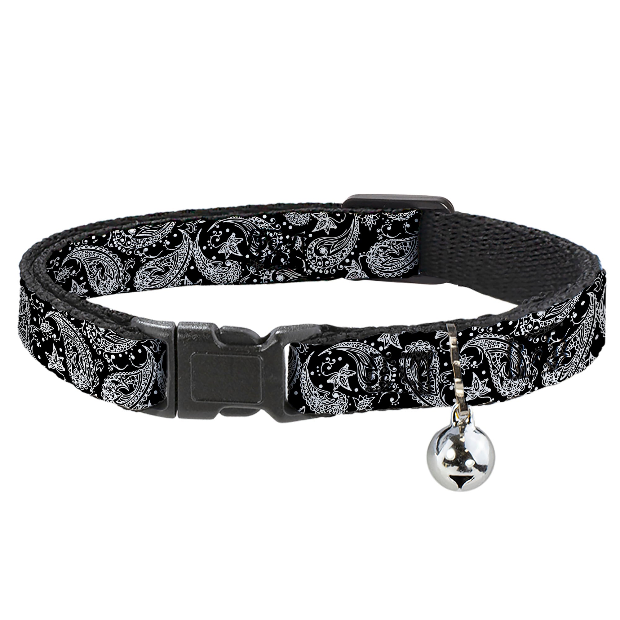 Cat Collar Breakaway - Floral Paisley Black White Breakaway Cat Collars Buckle-Down