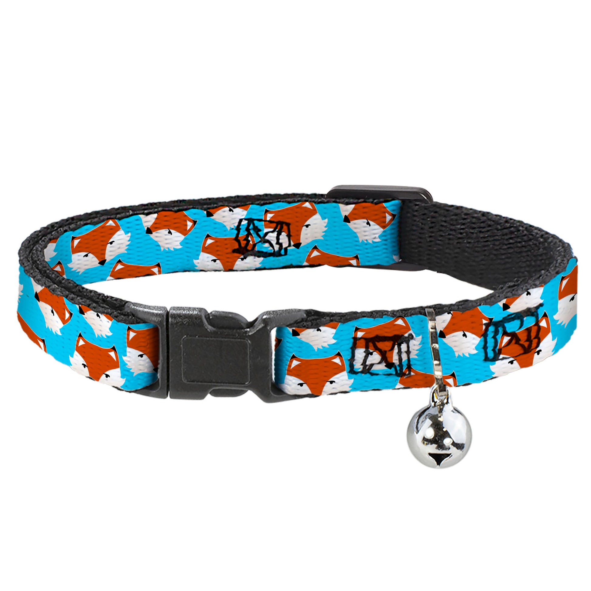 Cat Collar Breakaway - Fox Face Scattered Sky Blue Breakaway Cat Collars Buckle-Down
