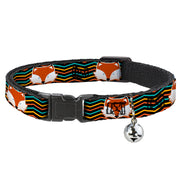 Cat Collar Breakaway - Fox Face Stripes Black Multi Color Breakaway Cat Collars Buckle-Down