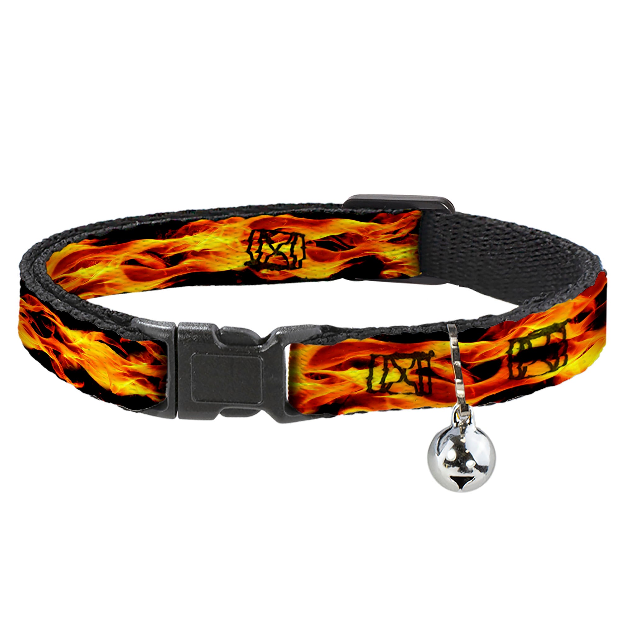 Cat Collar Breakaway - Flames Vivid Black Orange Breakaway Cat Collars Buckle-Down