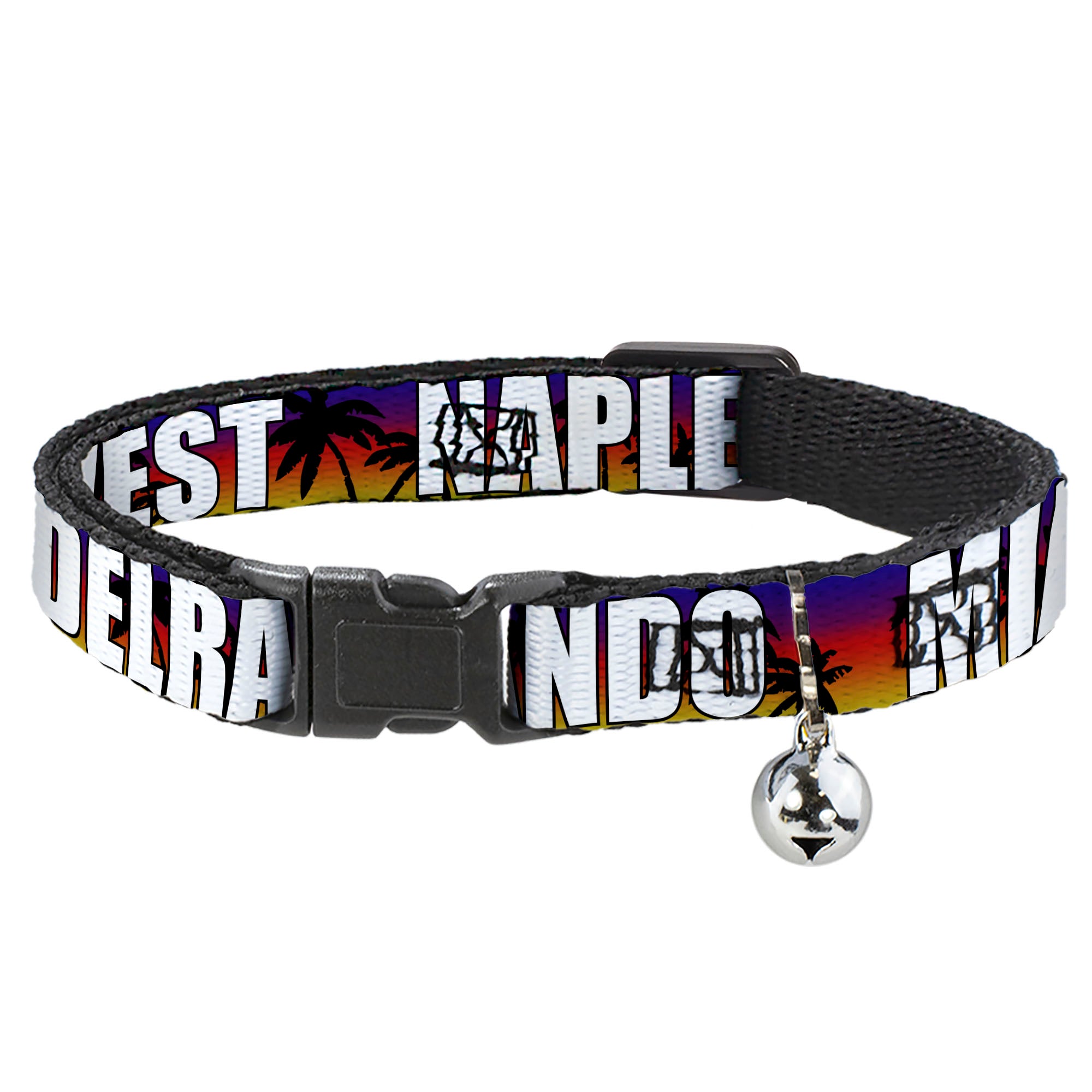 Cat Collar Breakaway - Florida Cities Palm Tree Sunset White Breakaway Cat Collars Buckle-Down