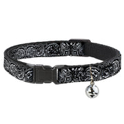 Cat Collar Breakaway - Floral Paisley2 Black White Breakaway Cat Collars Buckle-Down
