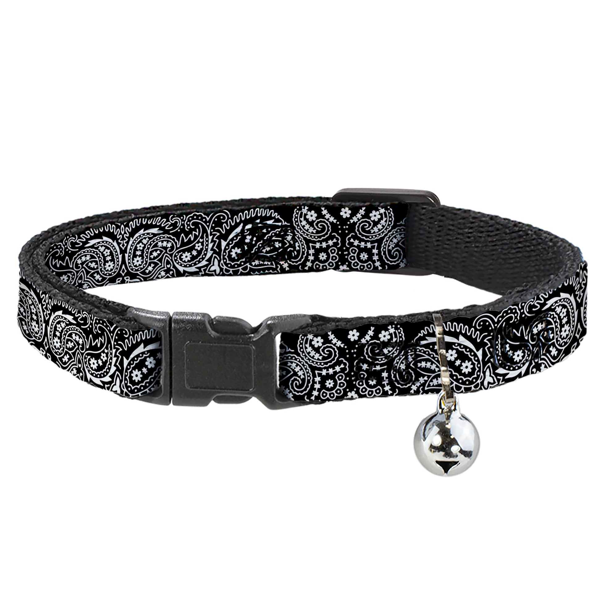 Cat Collar Breakaway - Floral Paisley2 Black White Breakaway Cat Collars Buckle-Down