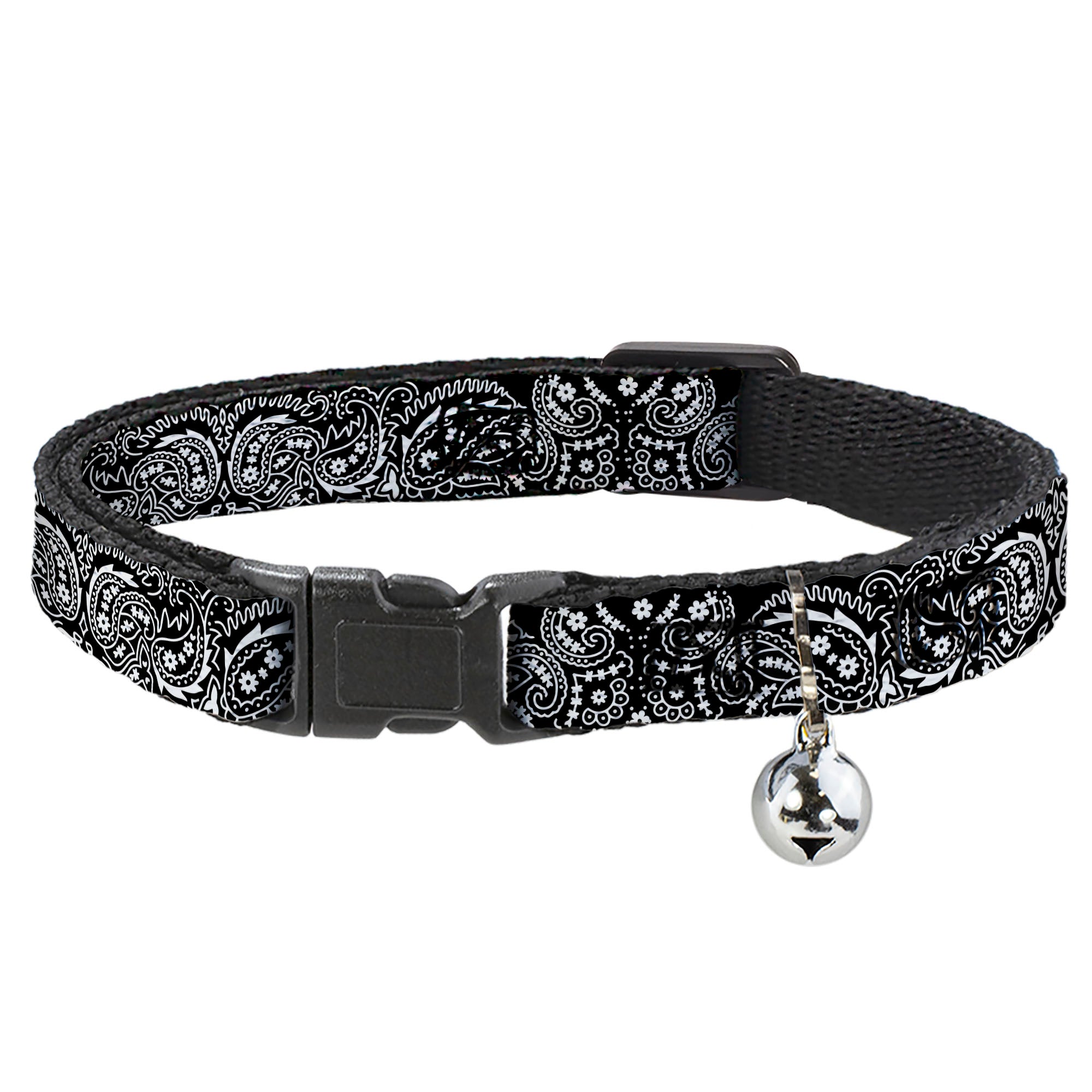 Cat Collar Breakaway - Floral Paisley2 Black White Breakaway Cat Collars Buckle-Down