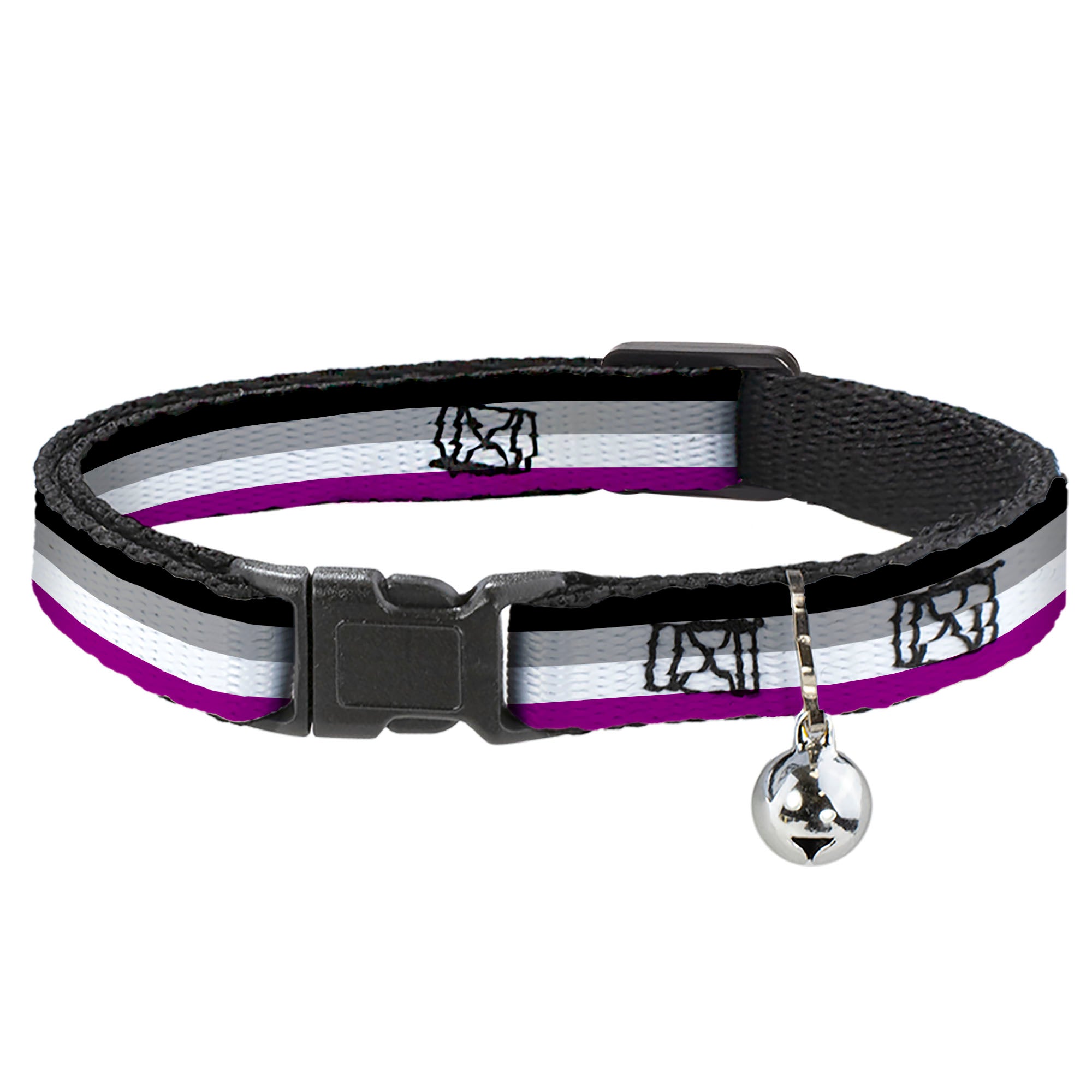 Cat Collar Breakaway - Flag Asexual Black Gray White Purple Breakaway Cat Collars Buckle-Down
