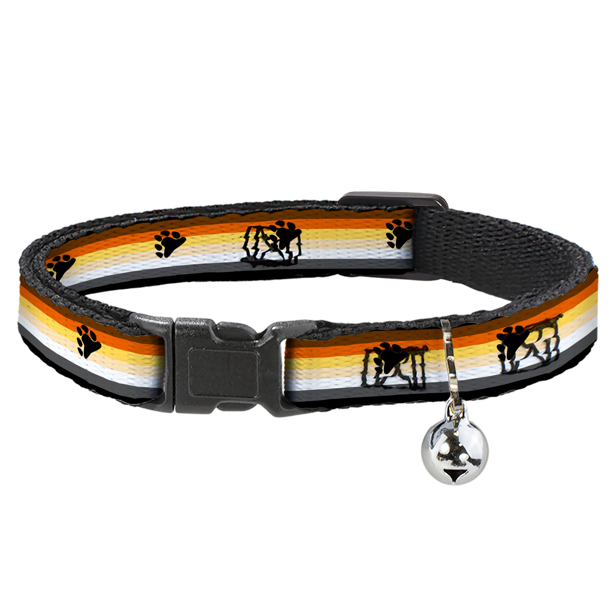 Breakaway Cat Collar with Bell - Flag Bear Pride2 Black/Brown/Orange/Yellow/Tan/White/Gray/Black Breakaway Cat Collars Buckle-Down