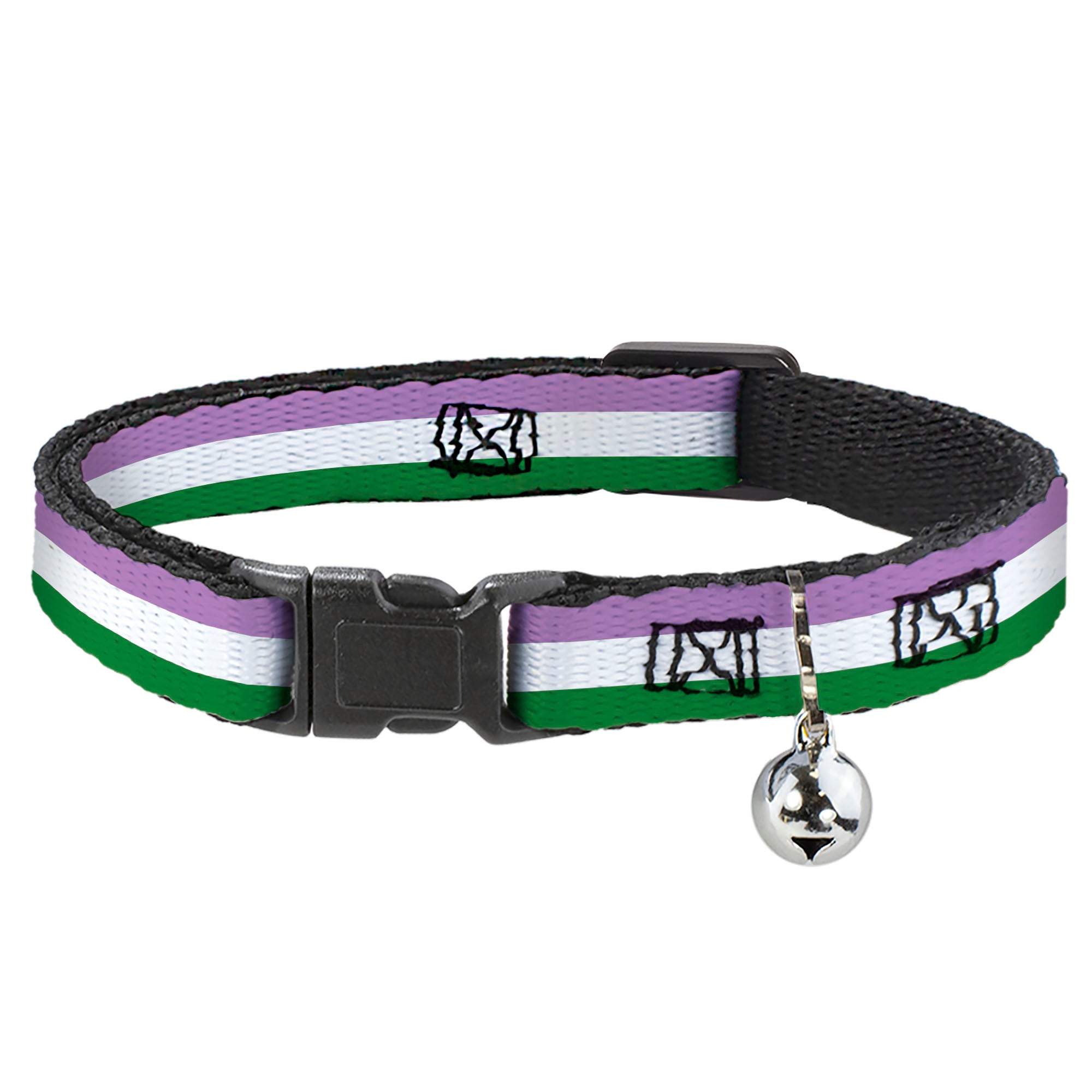 Cat Collar Breakaway - Flag Genderqueer Lavender White Green Breakaway Cat Collars Buckle-Down