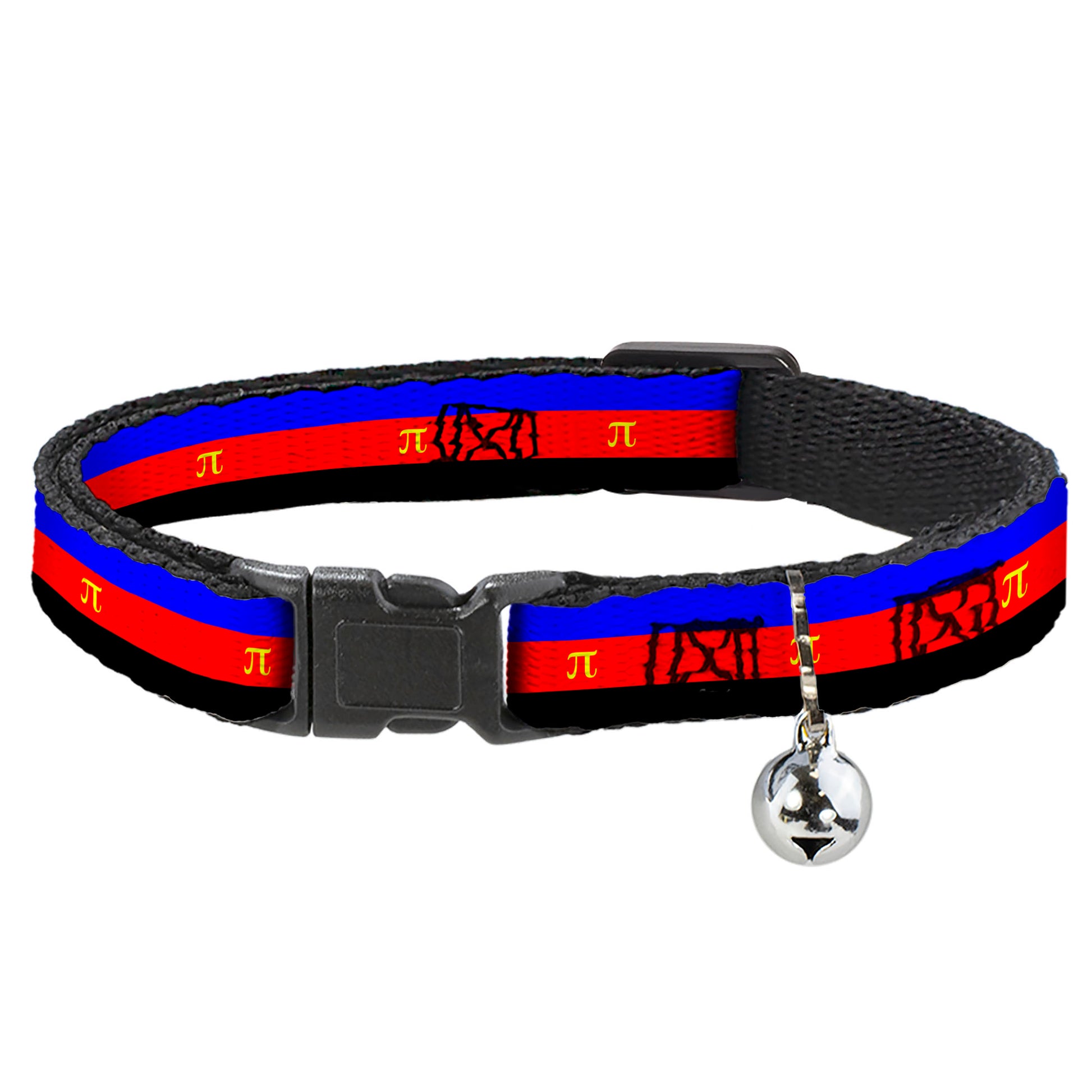 Cat Collar Breakaway - Flag Polyamorous Pi Symbol Blue Red Black Yellow Breakaway Cat Collars Buckle-Down