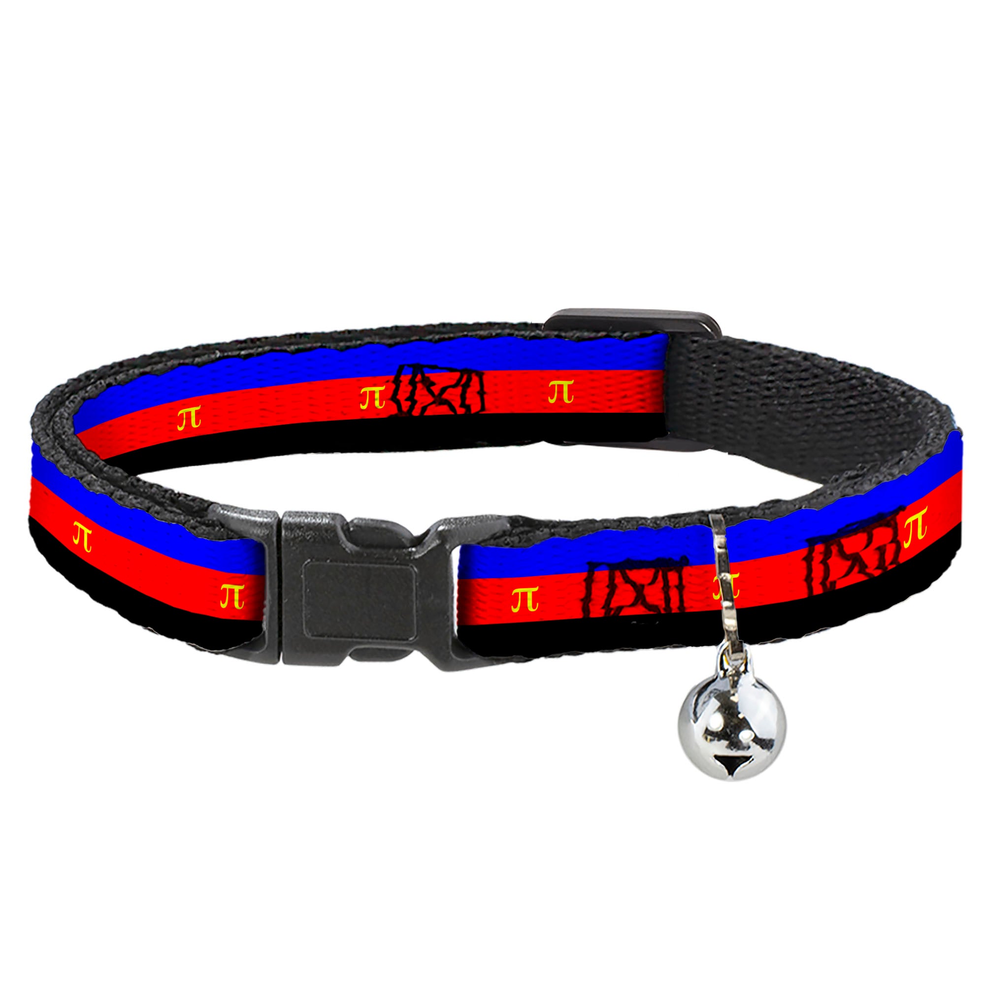 Cat Collar Breakaway - Flag Polyamorous Pi Symbol Blue Red Black Yellow Breakaway Cat Collars Buckle-Down