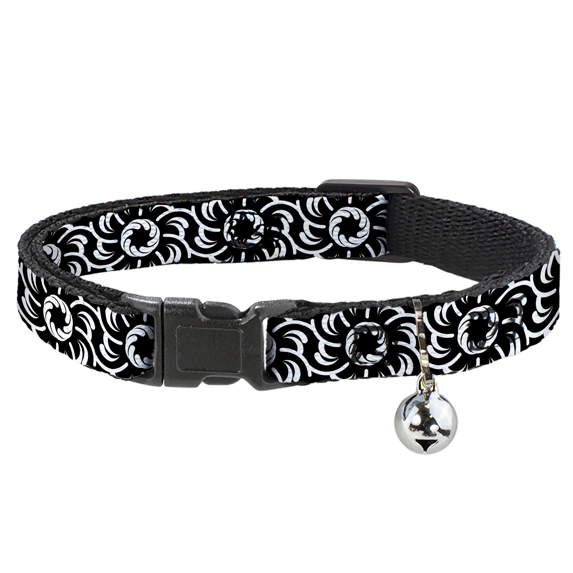 Cat Collar Breakaway - Floral Pinwheel Black White Breakaway Cat Collars Buckle-Down