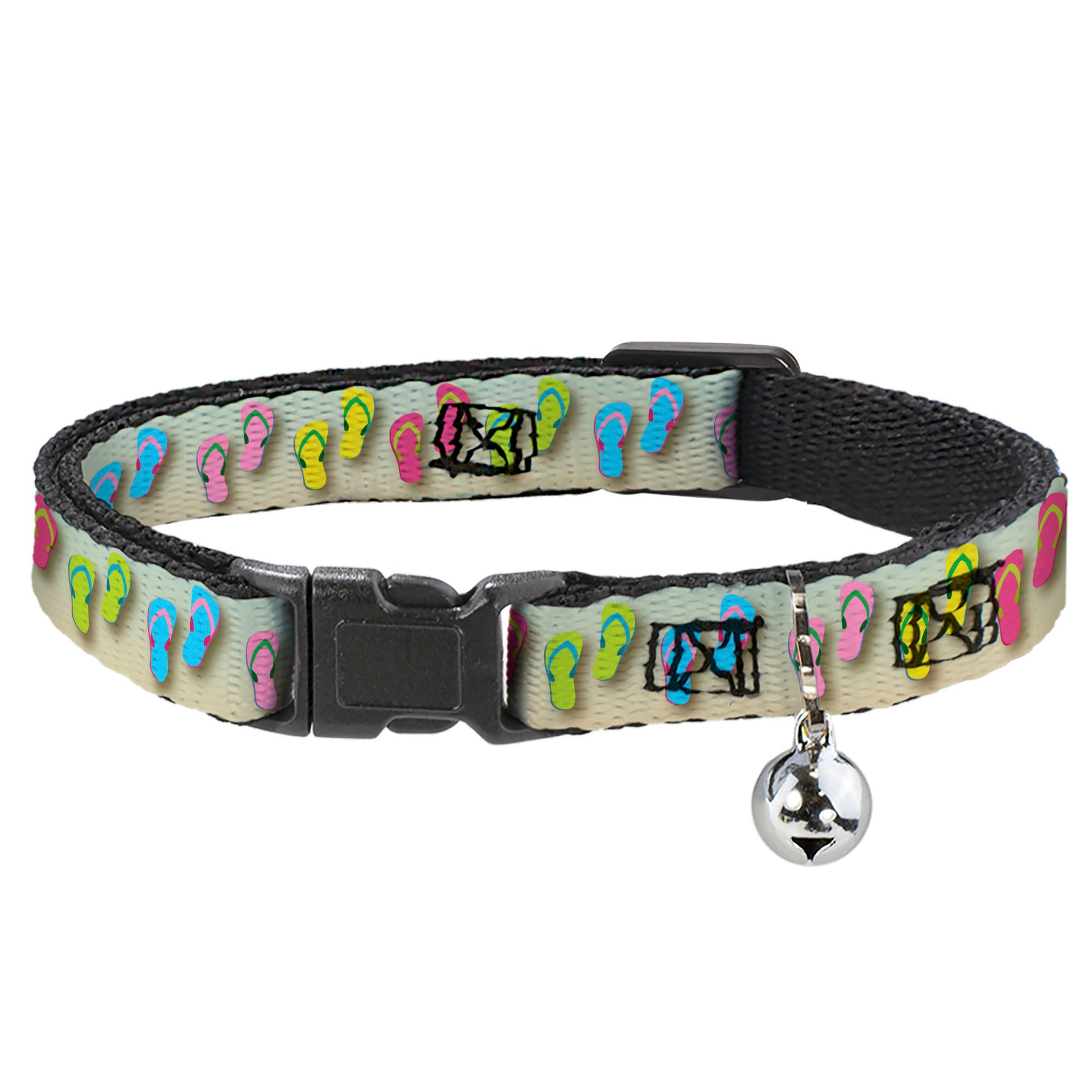 Cat Collar Breakaway - Flip Flops2 Aqua Multi Color Breakaway Cat Collars Buckle-Down