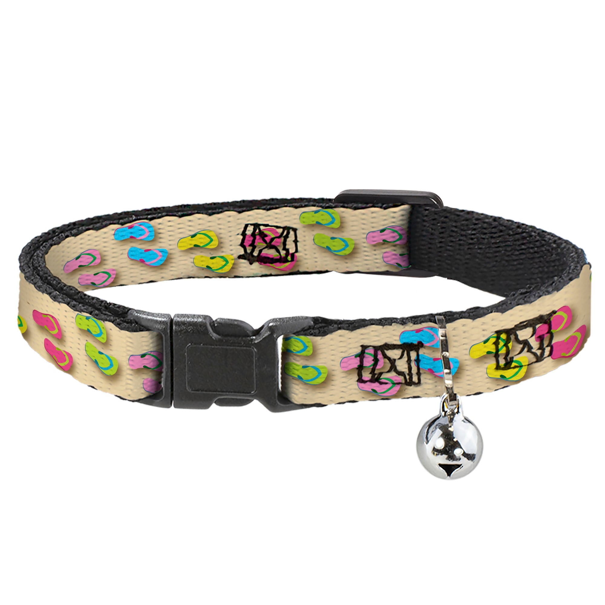 Cat Collar Breakaway - Flip Flops3 Sand Multi Color Breakaway Cat Collars Buckle-Down