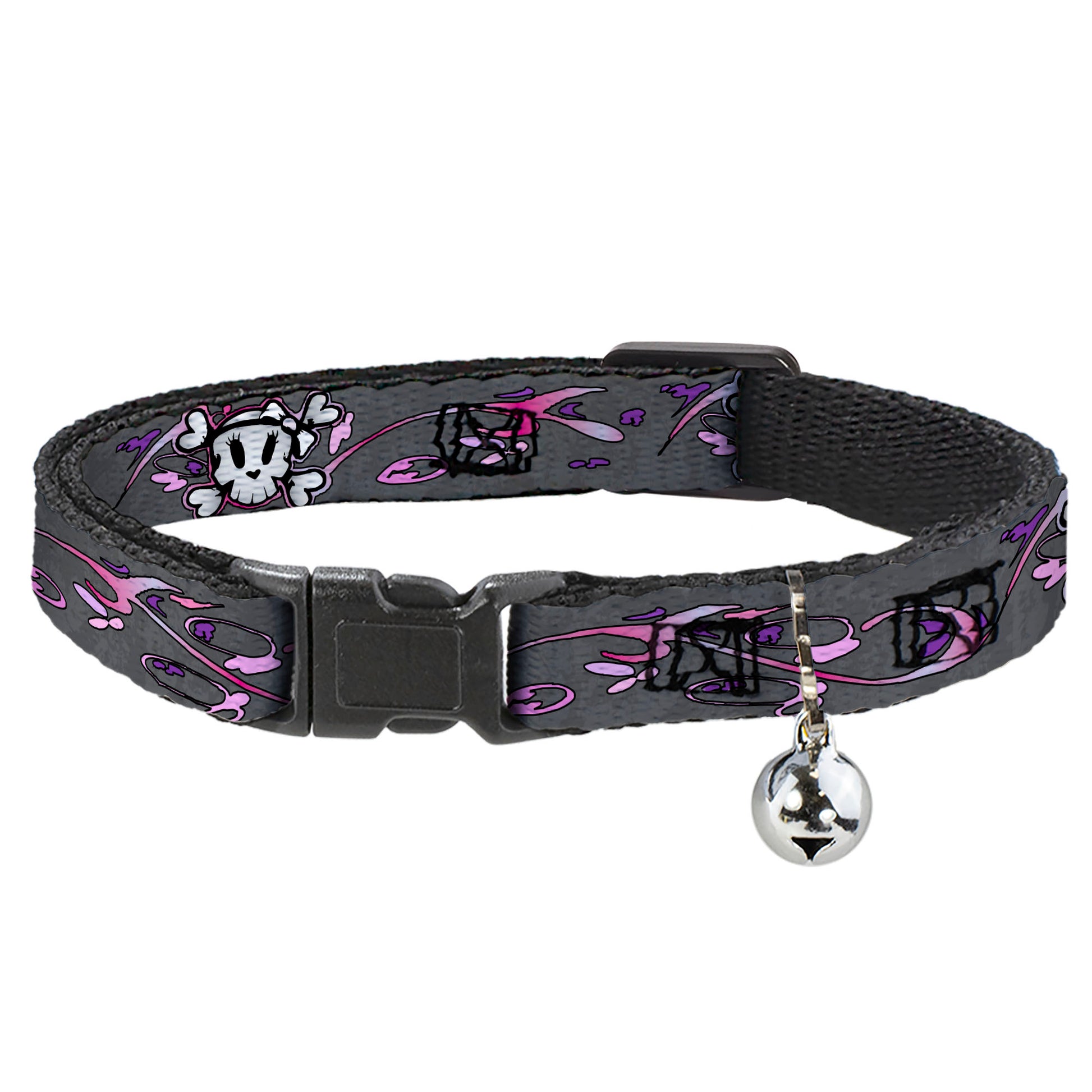 Cat Collar Breakaway - Girlie Skull Gray Breakaway Cat Collars Buckle-Down