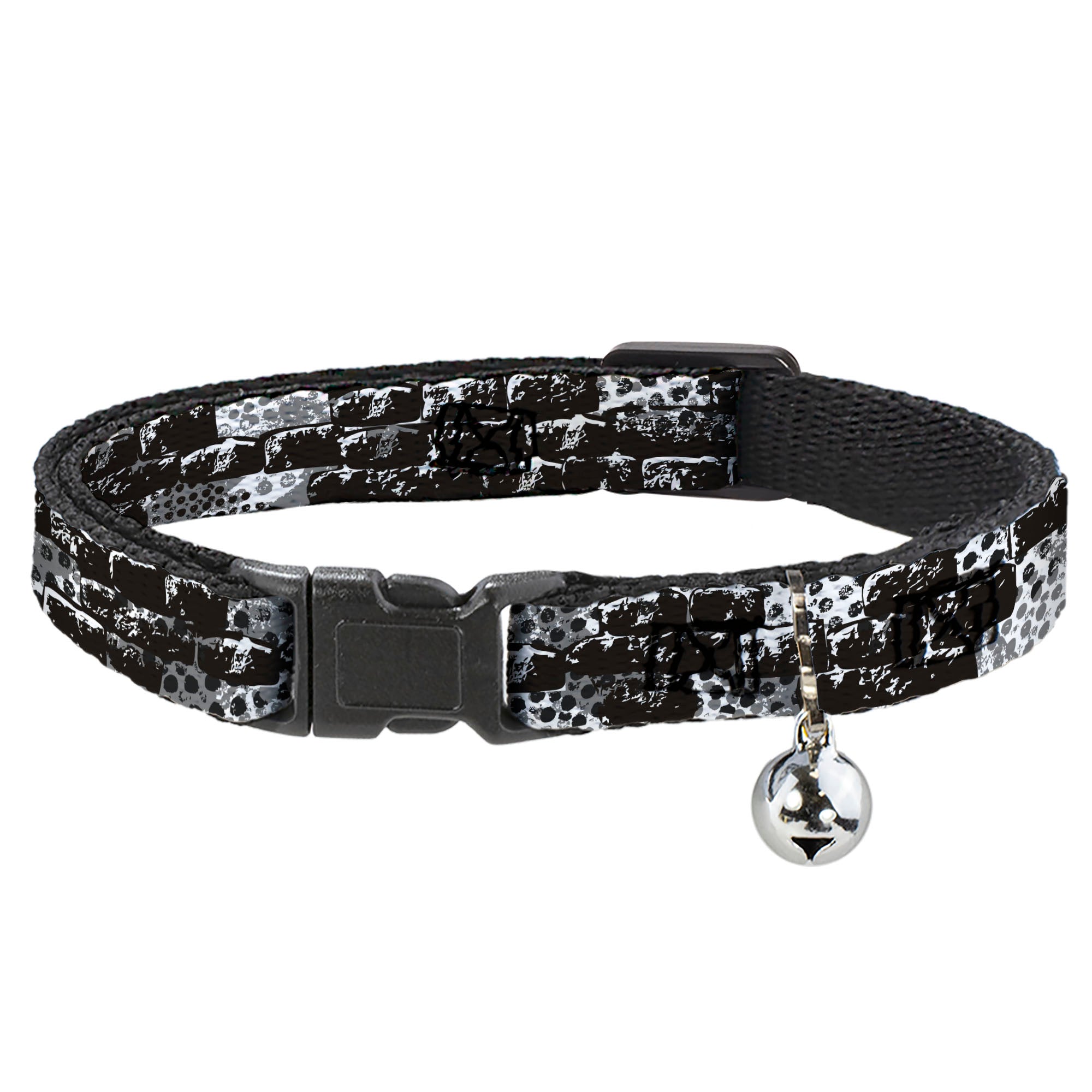 Cat Collar Breakaway - Grunge Bricks Black White Breakaway Cat Collars Buckle-Down