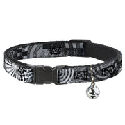 Cat Collar Breakaway - Grunge Chaos Black White Breakaway Cat Collars Buckle-Down