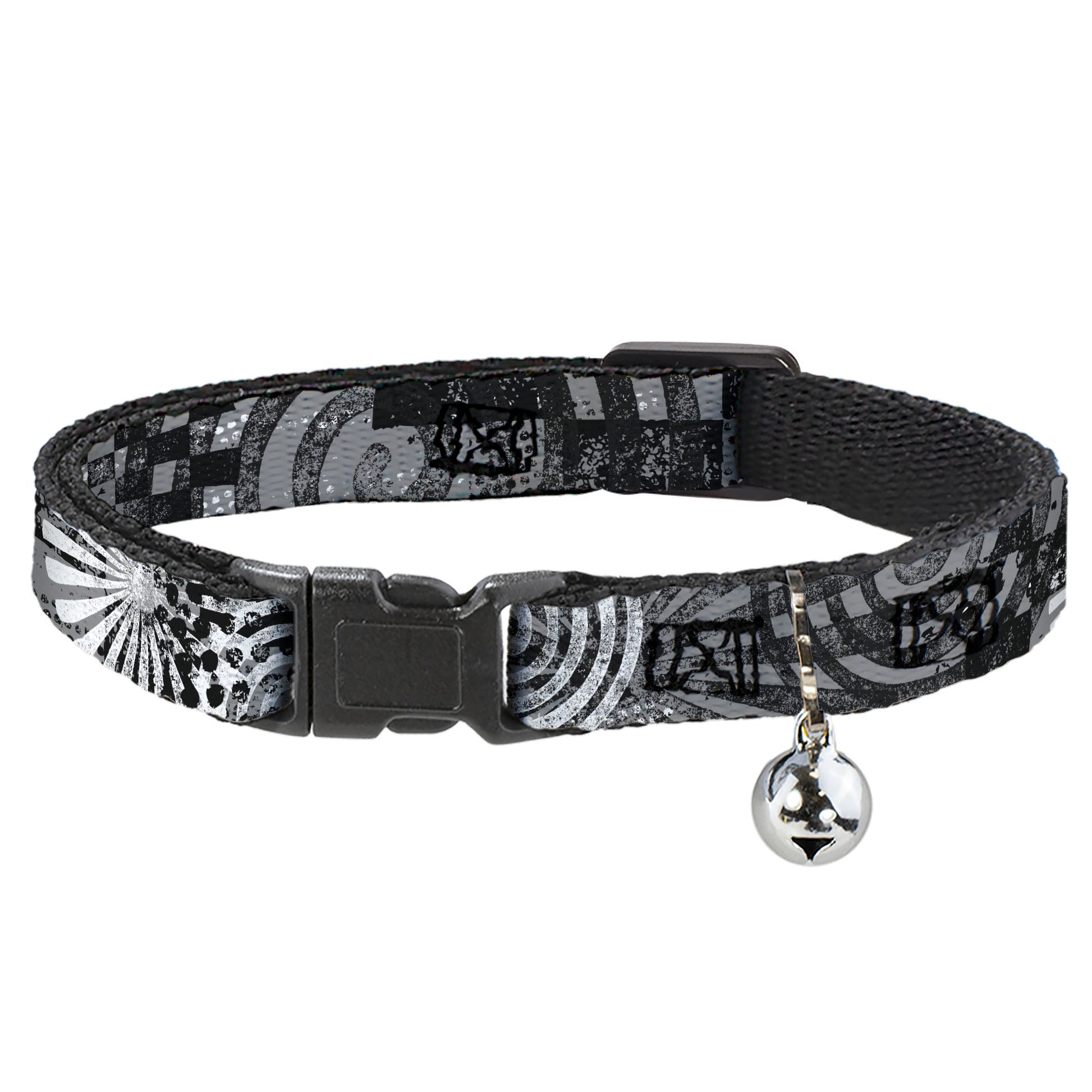 Cat Collar Breakaway - Grunge Chaos Black White Breakaway Cat Collars Buckle-Down