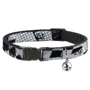 Cat Collar Breakaway - Grunge Checker Flag Black White Breakaway Cat Collars Buckle-Down