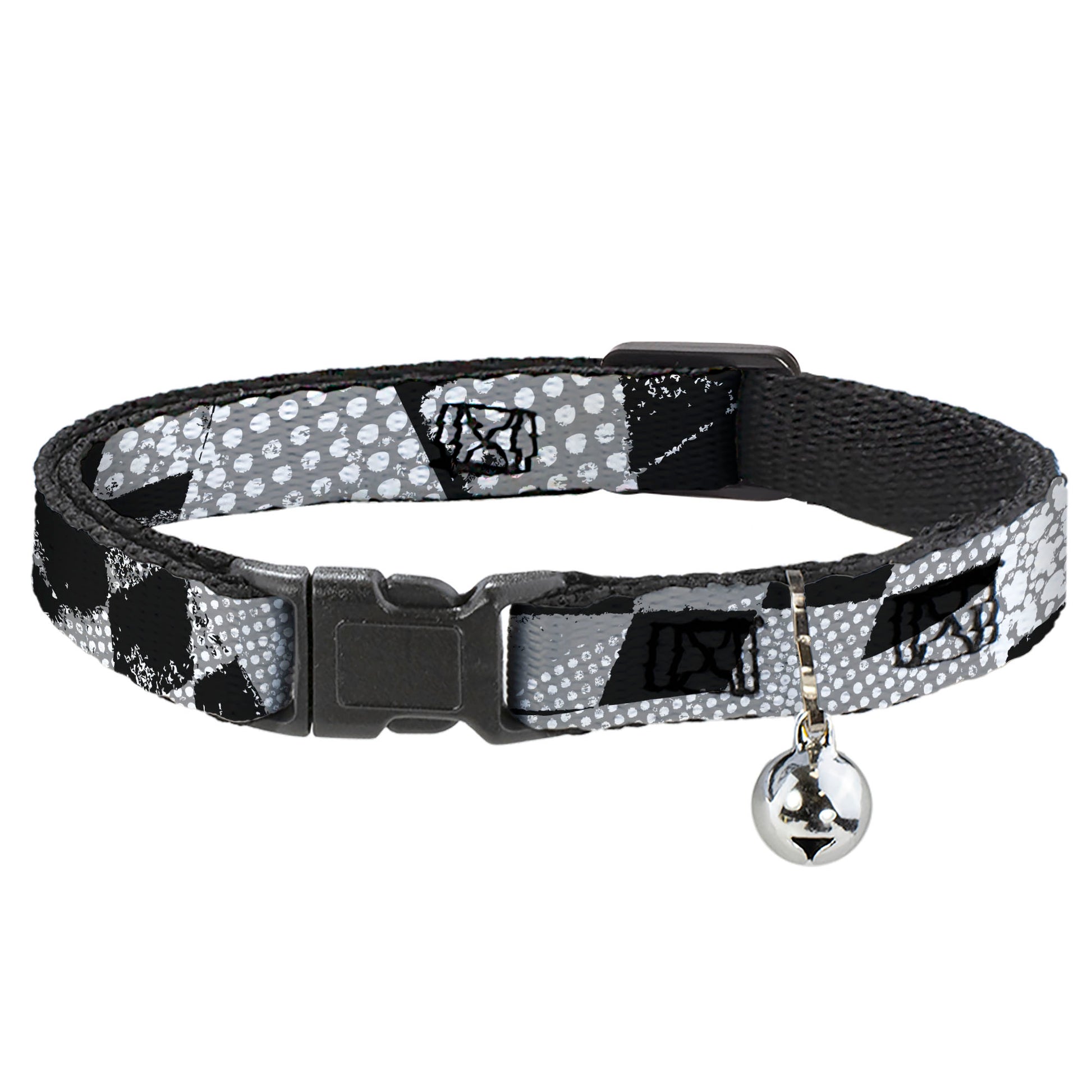 Cat Collar Breakaway - Grunge Checker Flag Black White Breakaway Cat Collars Buckle-Down