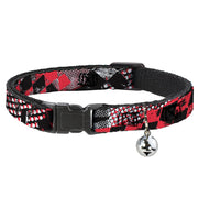 Cat Collar Breakaway - Grunge Checker Flag Red Breakaway Cat Collars Buckle-Down