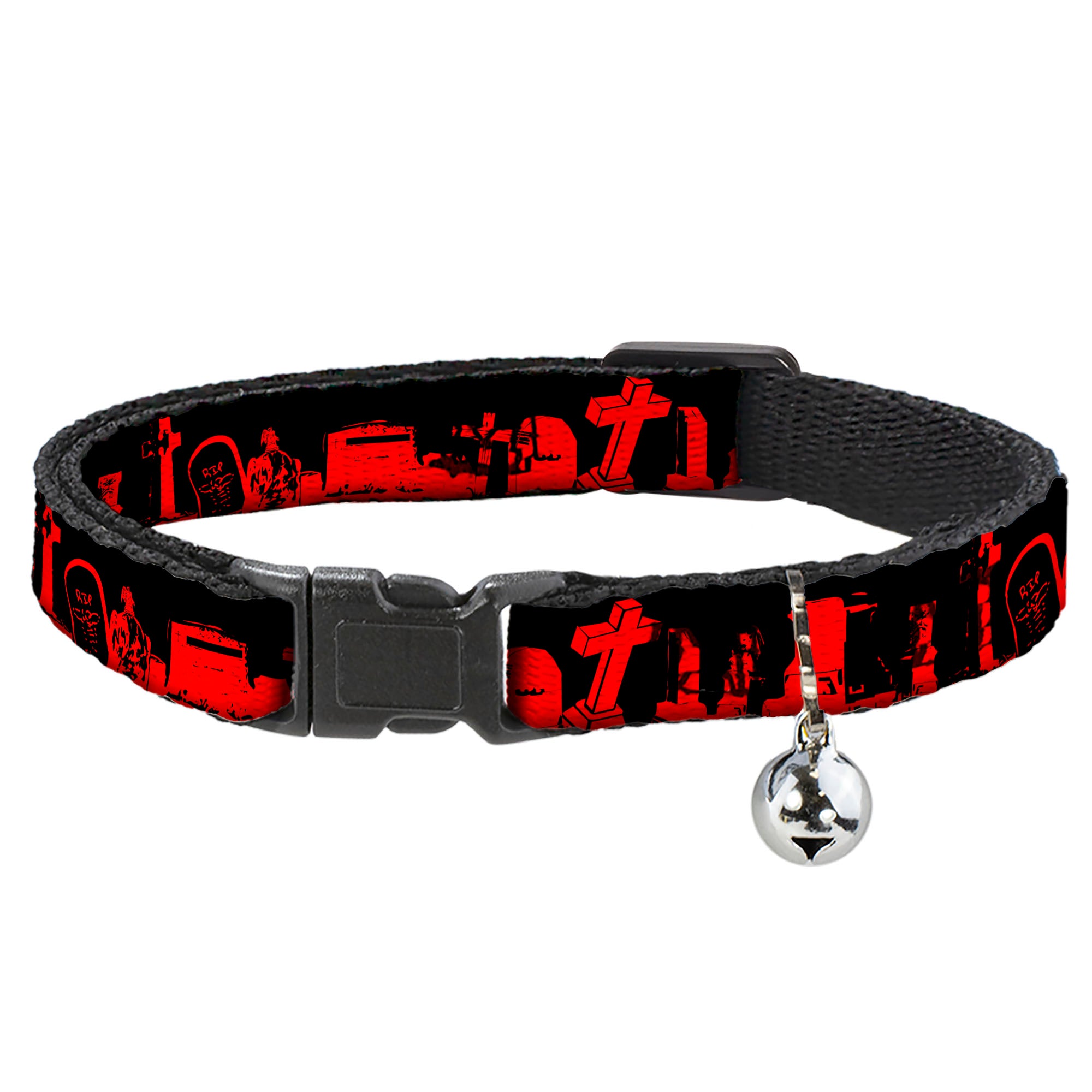 Cat Collar Breakaway - Graveyard Black Red Breakaway Cat Collars Buckle-Down