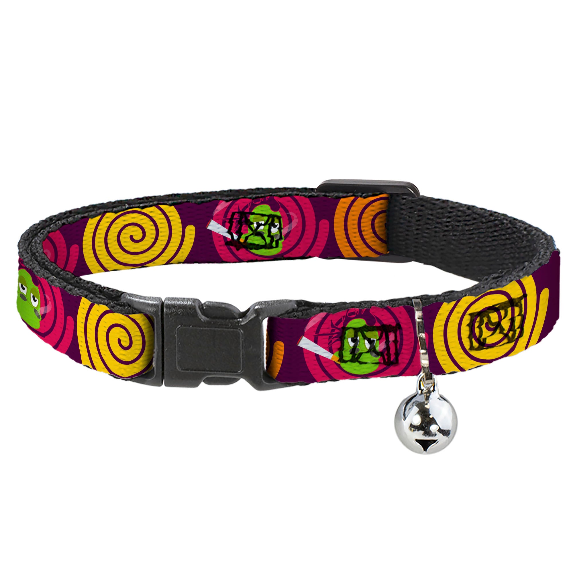 Cat Collar Breakaway - Green Dragons Smoking Purple Breakaway Cat Collars Buckle-Down